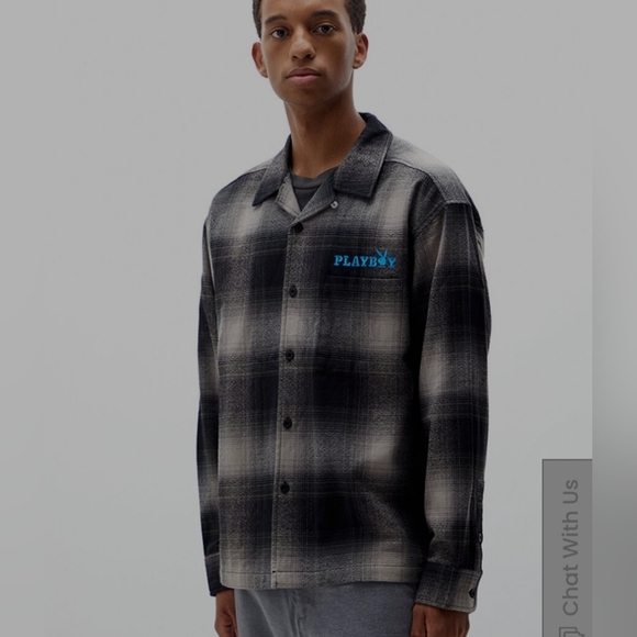 Playboy By PacSun Shadow Plaid Flannel Shirt size small - Picture 4 of 6